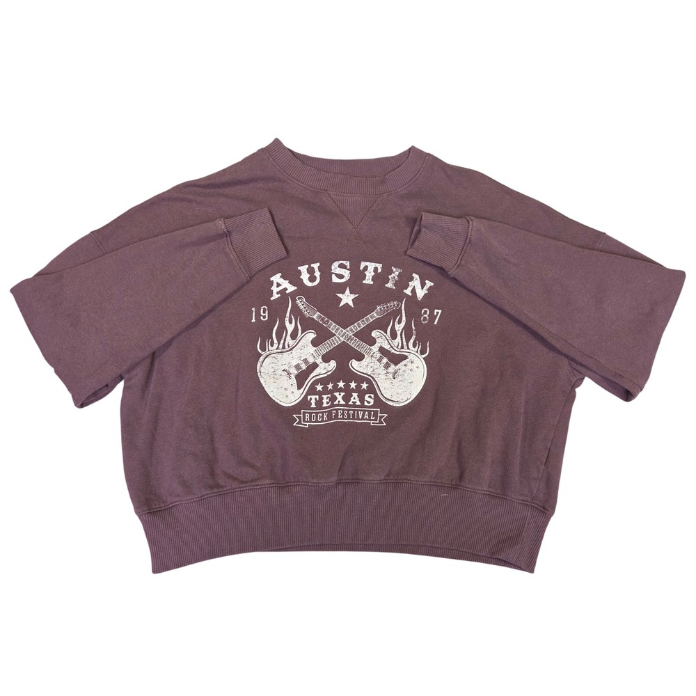 Aeropostale Austin Texas Rock Festival Graphic Cropped Sweatshirt XS Western